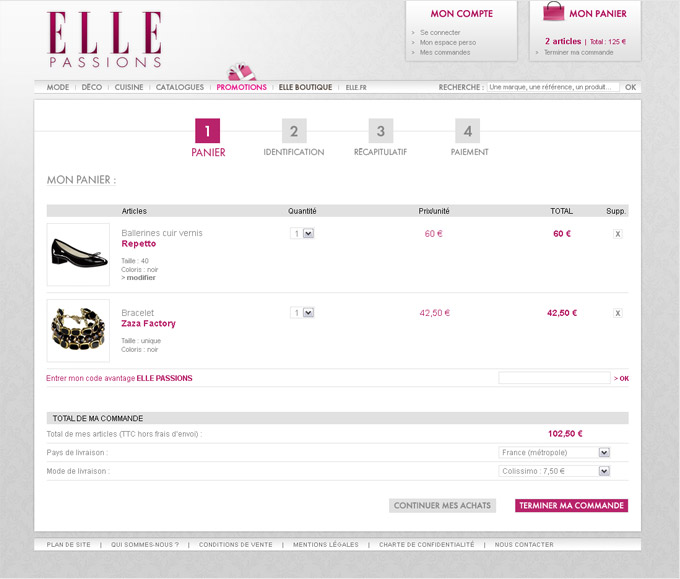 Sarah Ruimy Webdesigner Graphiste Freelance - Web - Elle Passions panier