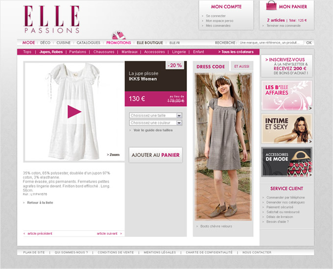 Sarah Ruimy Webdesigner Graphiste Freelance - Web - Elle Passions fiche produit